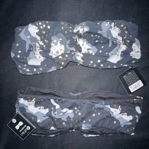 Ethika Black Blue Gray Gold Camouflage Bandeau bra